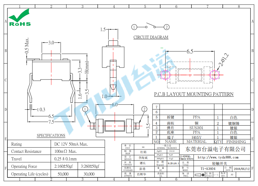 3.0*6.0 輕觸T1-A3604