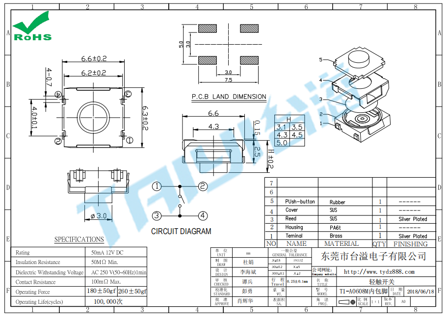 6*6 輕觸T1-A0608M