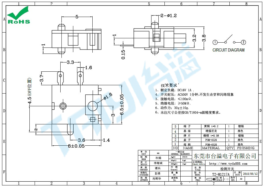 T2-M1217A檢測(cè)開(kāi)關(guān)