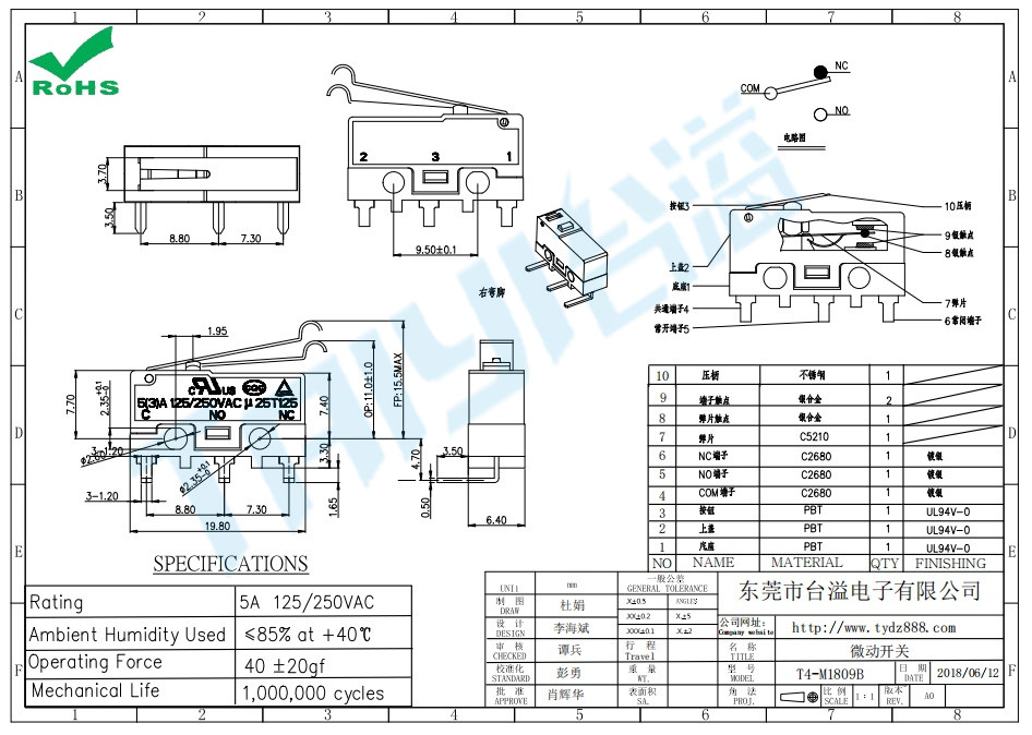 微動開關T4-M1809B
