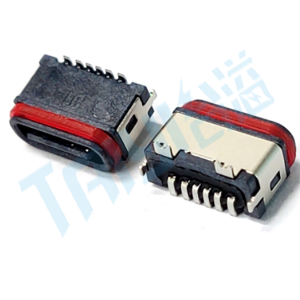 TYPE-C&nbsp;6P全塑立貼6.8H防水母座