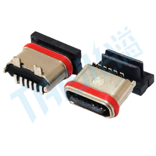 防水USB TYPE-C6P立貼防水母座6.5-6.8